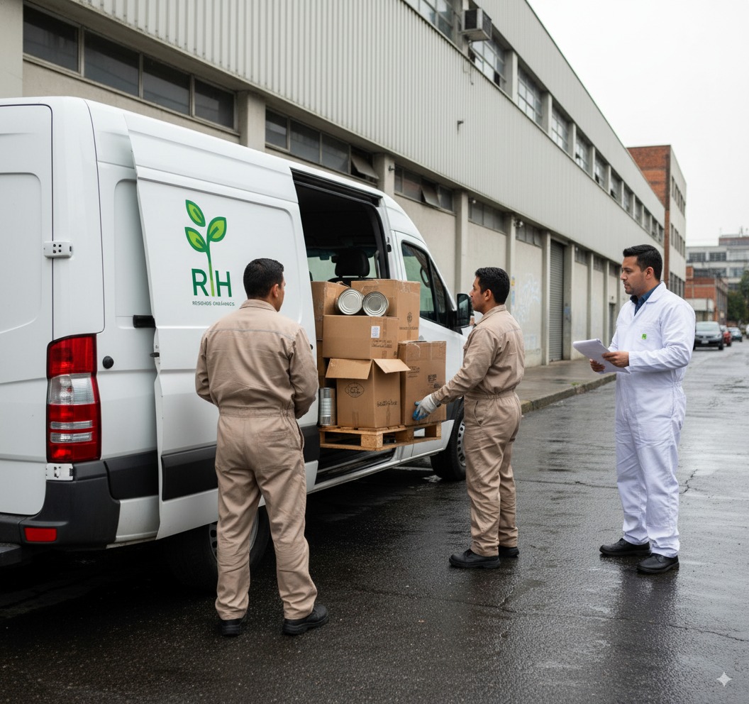 Equipo de Residuos Orgánicos RH realizando la recolección de productos para su disposición final.